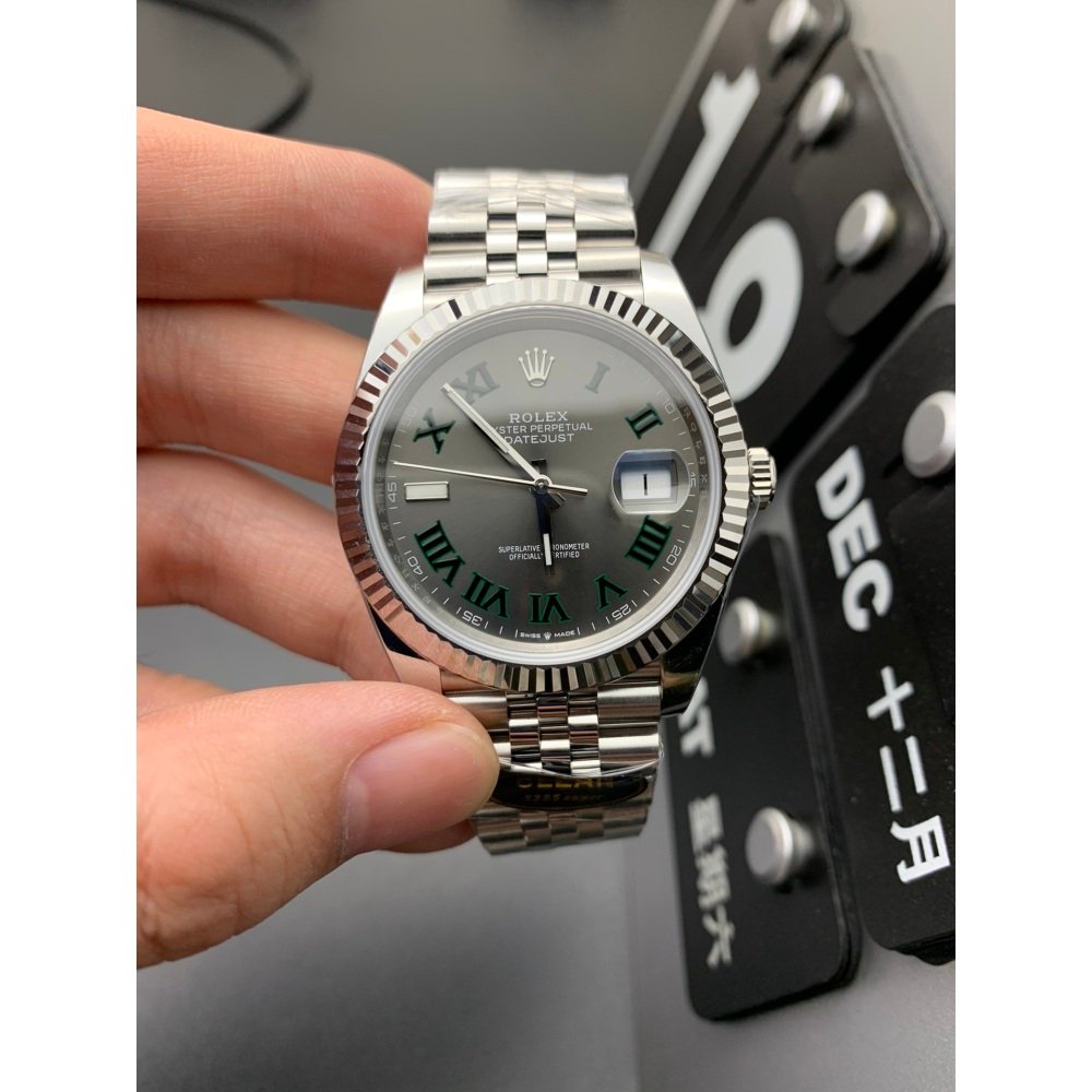 Rolex Datejust 126234 Slate Grey Dial Green Roman Number Steel Super Clone Swiss Movement