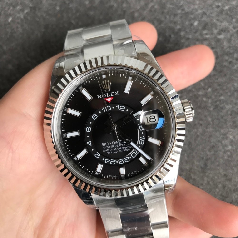 Rolex Sky-Dweller 326934 904L SS ZF 1:1 Best Edition Black Dial SS Bracelet 2824 Movement
