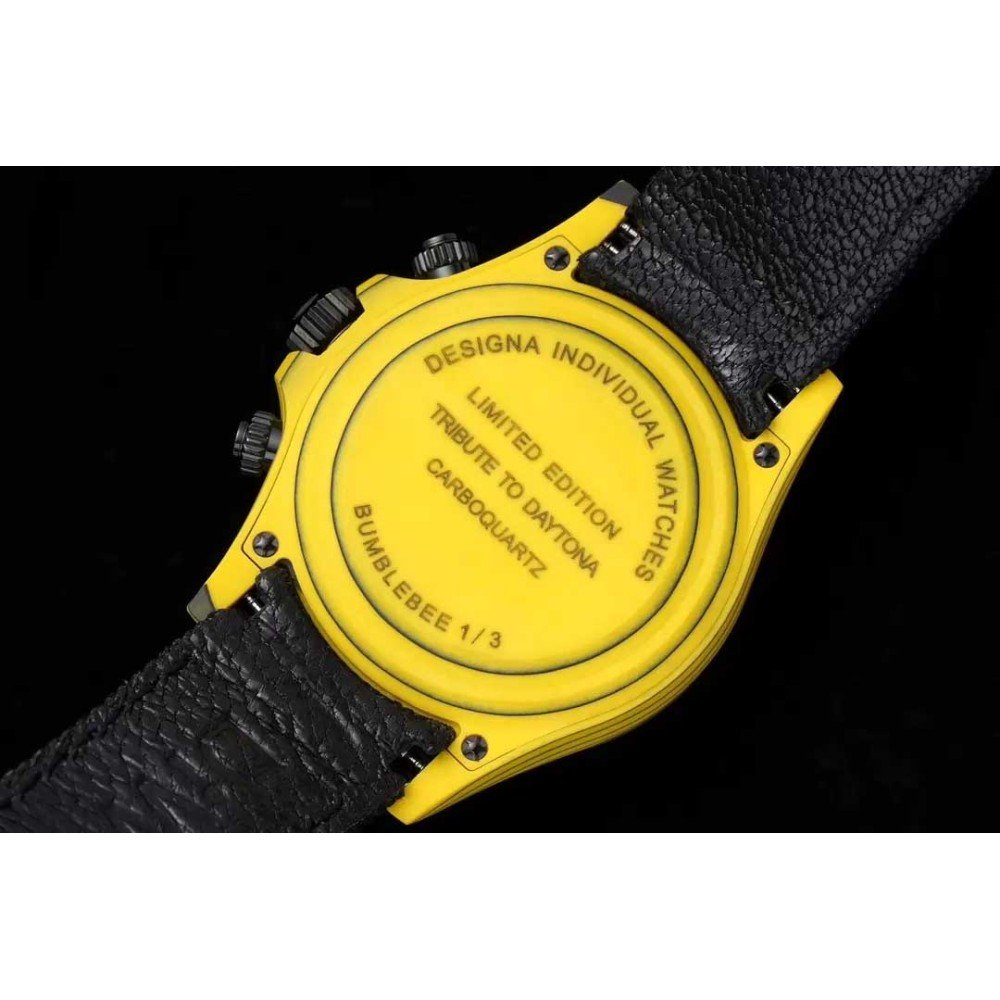 Rolex DIW Modified Datona Carbon Fiber Yellow Black Dial Swiss 4130 Movement