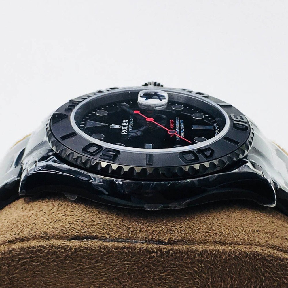 Rolex Yacht-Master 116655 All Black Dial Ceramic Bezel Black Strap 3135 Movement