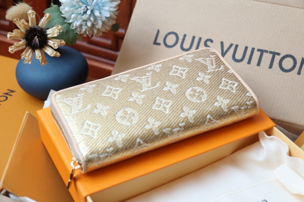 LV Gold Single Zipper Wallet Series