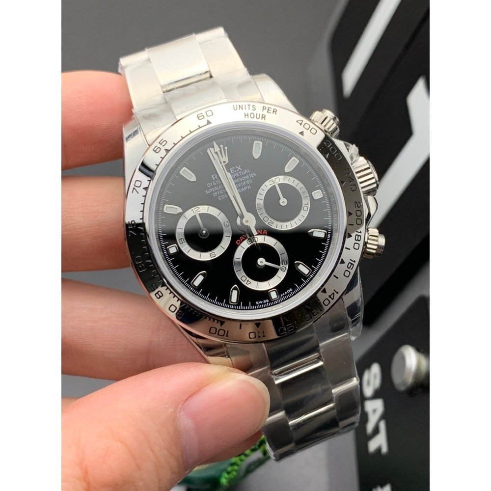 Rolex Daytona 116520 Steel Bezel Black Dial Super Clone 4130 Movement