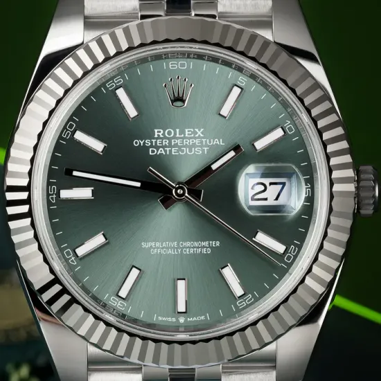 Rolex Datejust 41 Mint Green Dial Steel & White Gold m126334-0028