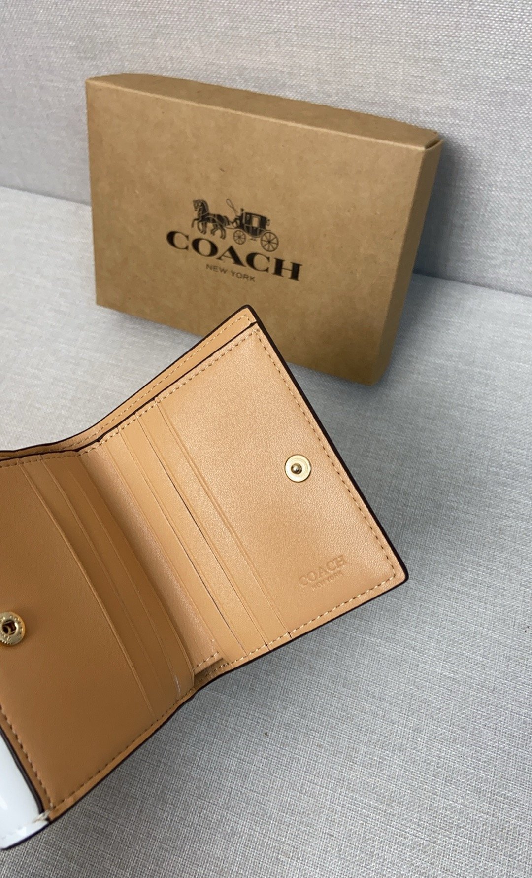 Coach September new signature logo patent leather premium leather wallet