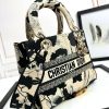 𝐃𝐢𝐨𝐫 𝐃-𝐋𝐈𝐓𝐄 handbag Black peony five-grid embroidery
