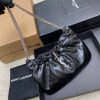 Cloud bag Mini leather shoulder bag Cloud-shaped underarm bag Wax leather black/antique silver 681632