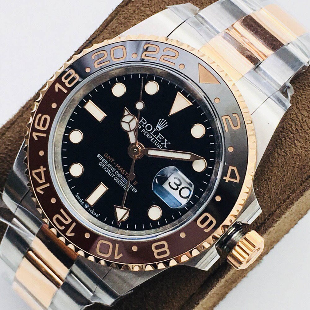 Rolex GMT Master II Rose Gold 126711CHNR Rootbeer Black Dial Swiss 3285 Movement