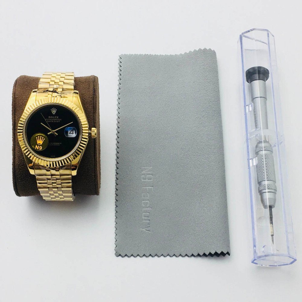 Rolex Datejust 16238 Black Onyx Dial Yellow Gold Jubilee Bracelet Swiss Clone Movement