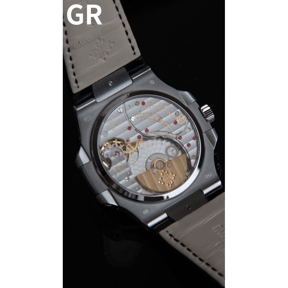 PATEK PHILIPPE Nautilus 5712G-001 SS GRF 1:1 Best Edition Black Dial on Black Leather Strap A240