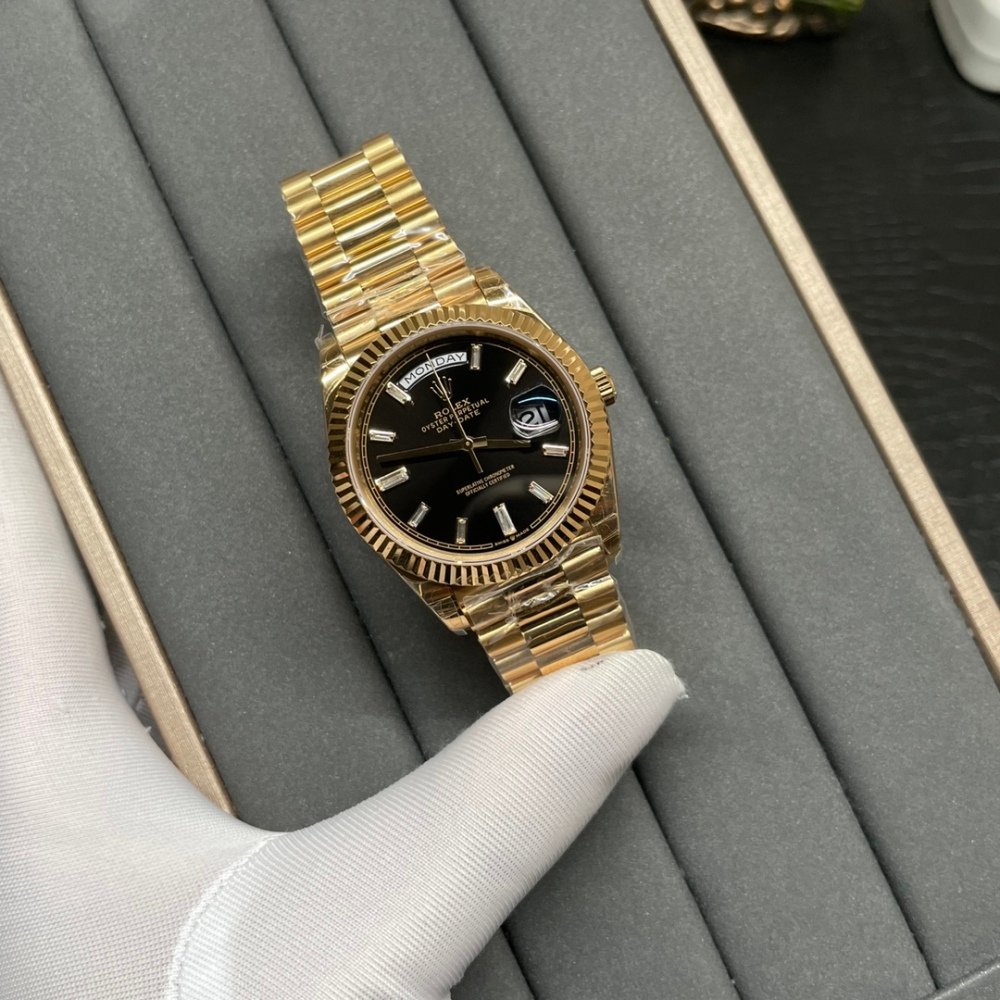 Rolex Day-Date 228238 Rose Gold Black Crystal Dial President Bracelet Swiss 3255 Movement