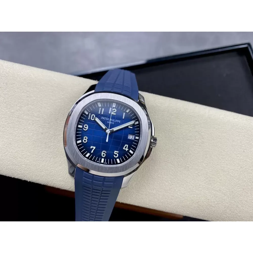 Patek Philippe Aquanaut 5168G-001 SS 3KF Best Edition Blue Dial on Blue Rubber Strap A324 Super Clone V3