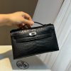 mini matte black silver Hermès handbag