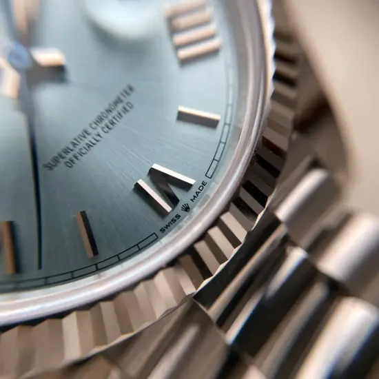 Rolex Oyster Perpetual Day-Date President 40mm in Platinum with Ice-Blue Dial Men's Watch 228236-0012 Brand New