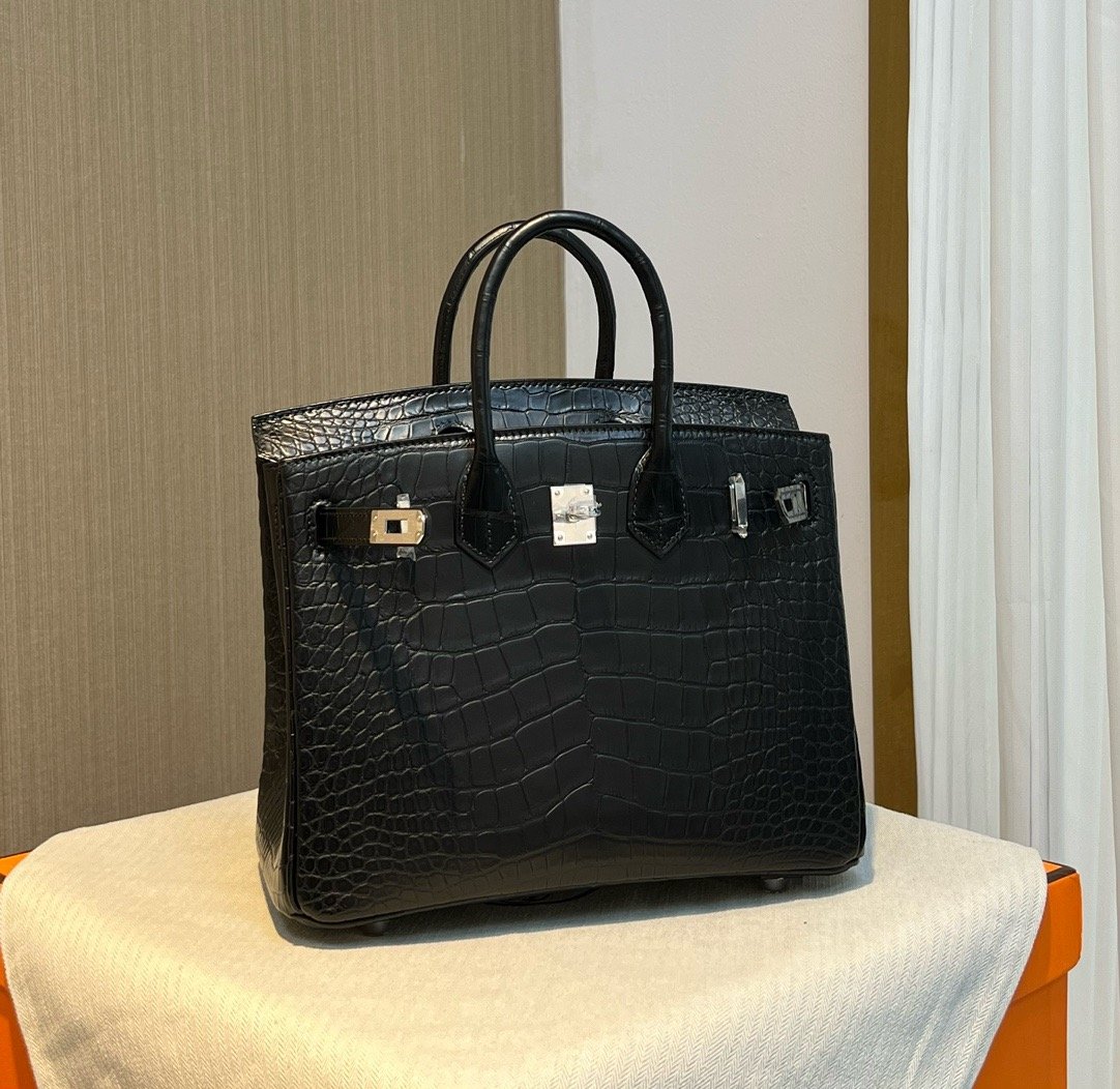 BK25 black silver matte Hermès handbag