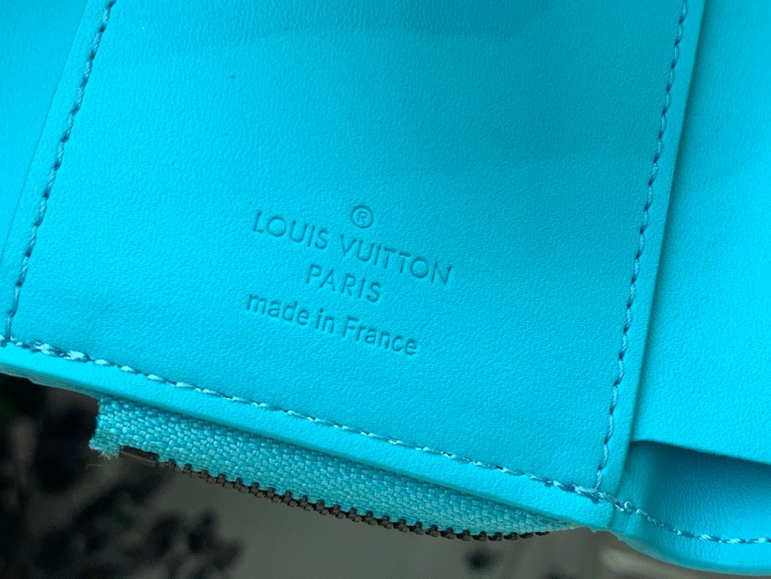 LV embossed light blue embossed wallet wallet card holder