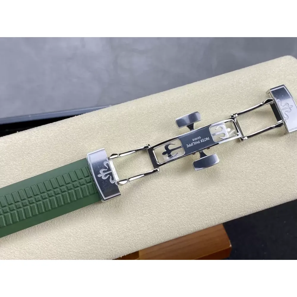Patek Philippe Aquanaut 5168G-010 SS 3KF Best Edition Green Dial on Green Rubber Strap A324 Super Clone V3