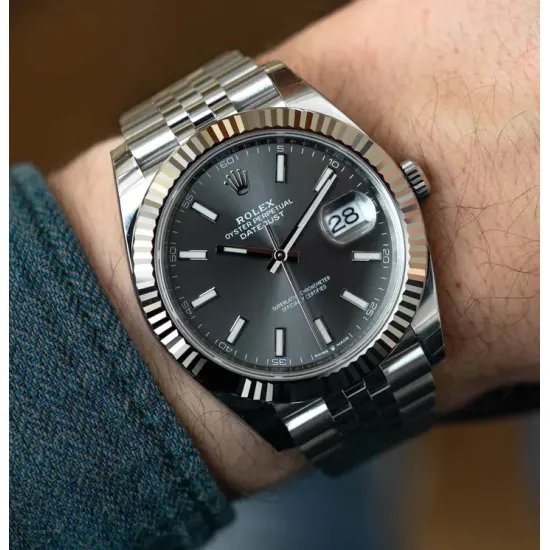 Rolex Datejust 41 Gray Dial Oystersteel and White Gold M126334-0014 Superclone