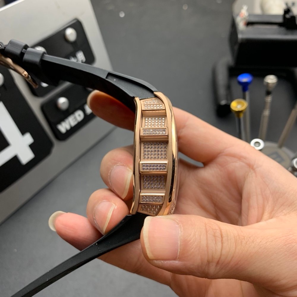 Richard Mille RM 052 Men Automatic Diamonds Skull Dial Watch Stainless Steel