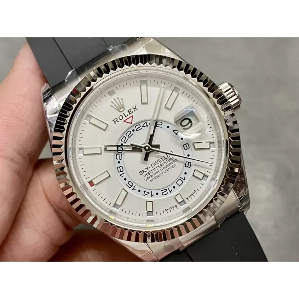 Rolex Sky-Dweller m336239-0003 white Dial Rubber Strap 2824 Movement