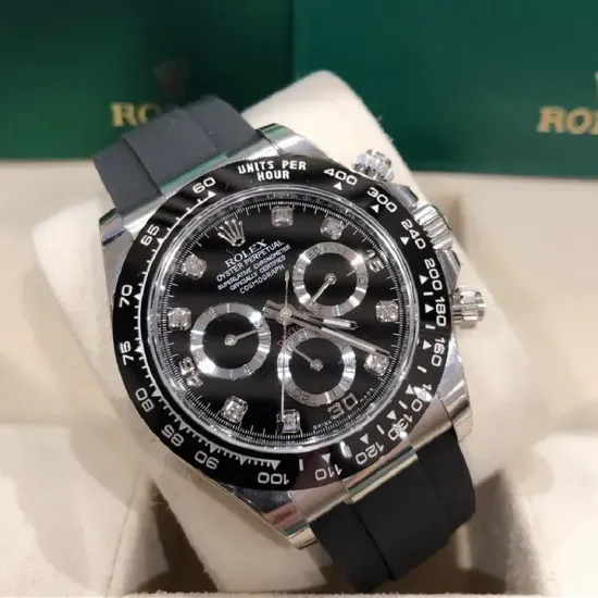 Rolex Daytona White Gold Black Dial Oysterflex Strap 116519LN-0025 Unworn
