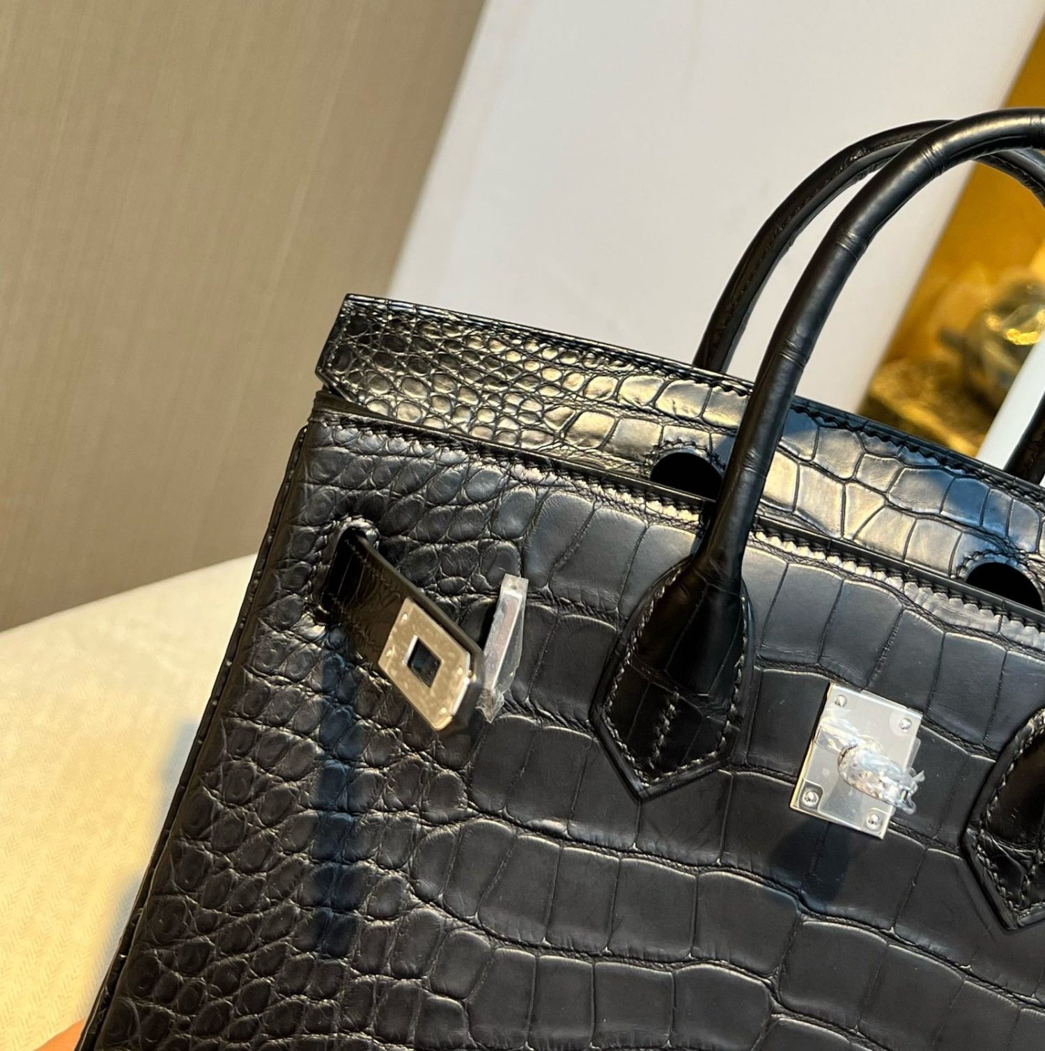 BK25 black silver matte Hermès handbag