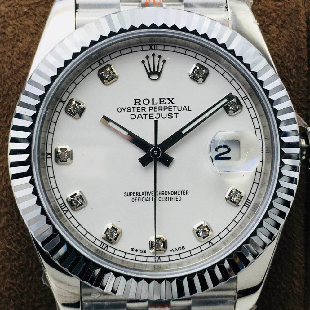 Rolex Datejust White Dial Diamond White Gold Jubilee Steel Swiss Clone Movement