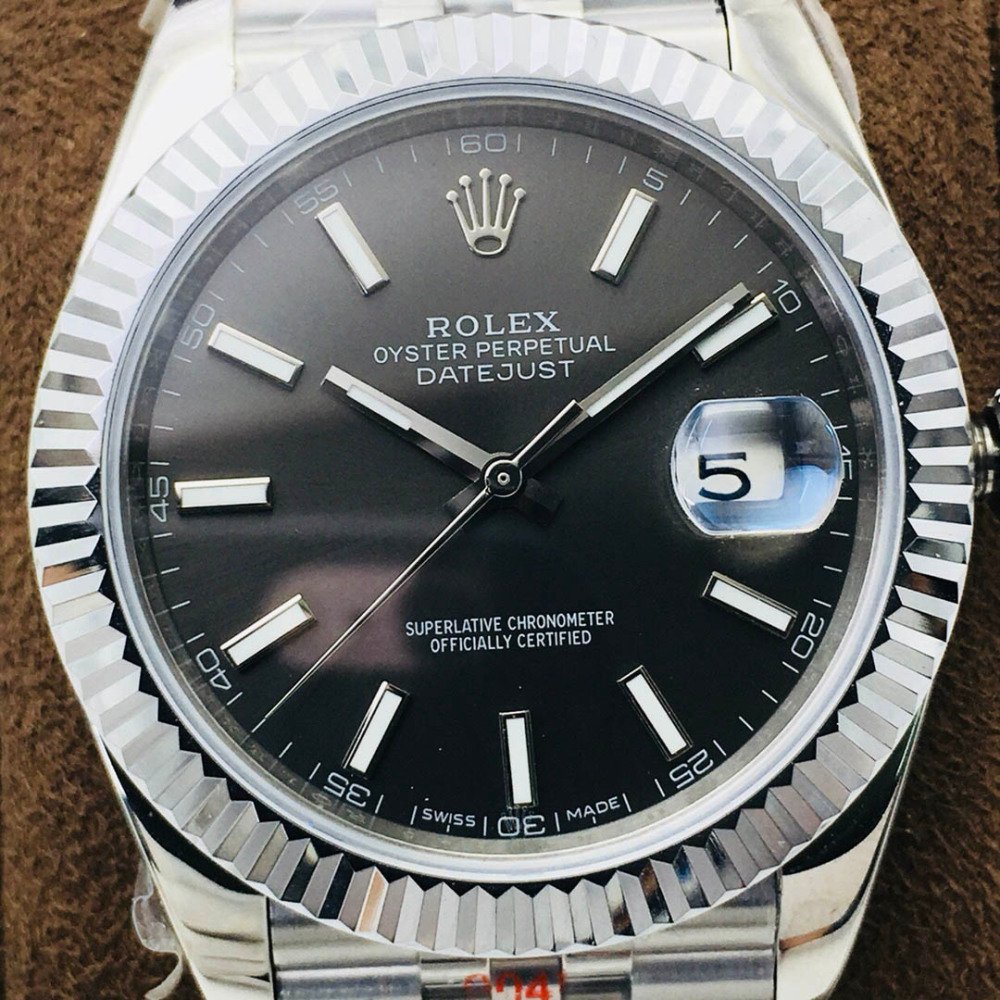 Rolex Datejust Gray Dial Diamond White Gold Swiss Clone Movement