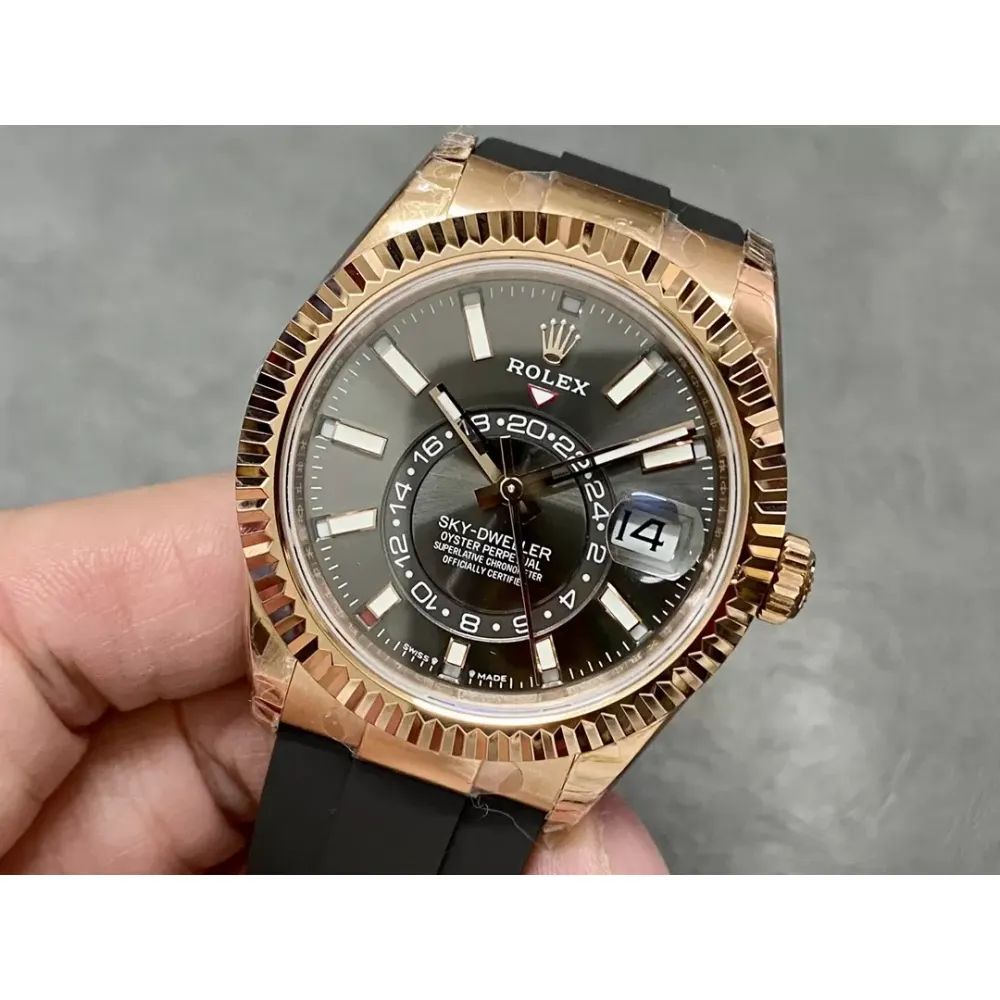 Rolex Sky-Dweller m336235-0004 rose gold and black Dial Rubber Strap 2824 Movement