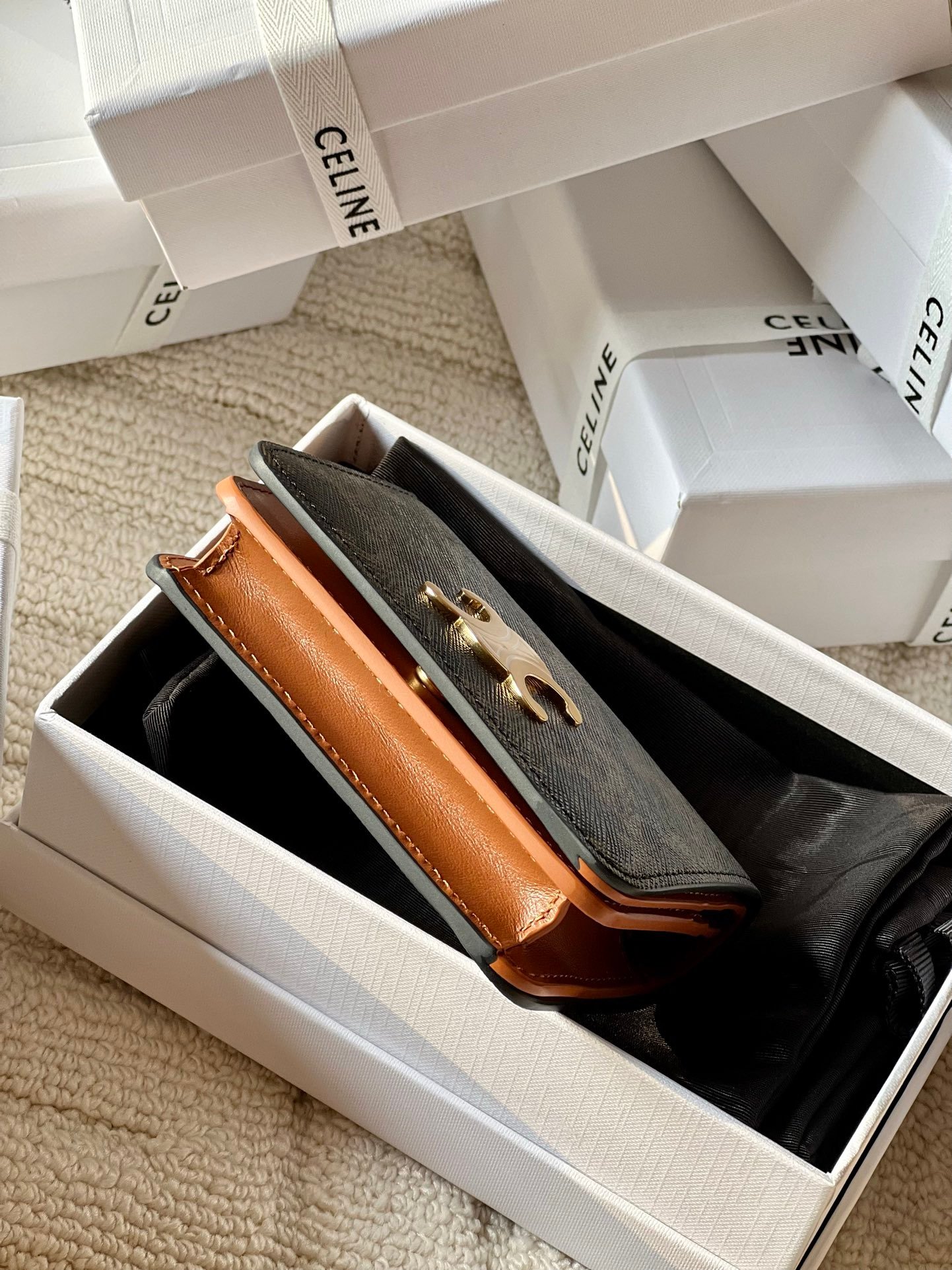 Triomphe compact wallet in shiny calfskin brown monogram