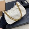 Cloud bag Mini leather shoulder bag Oil wax leather white/Antique gold 681632