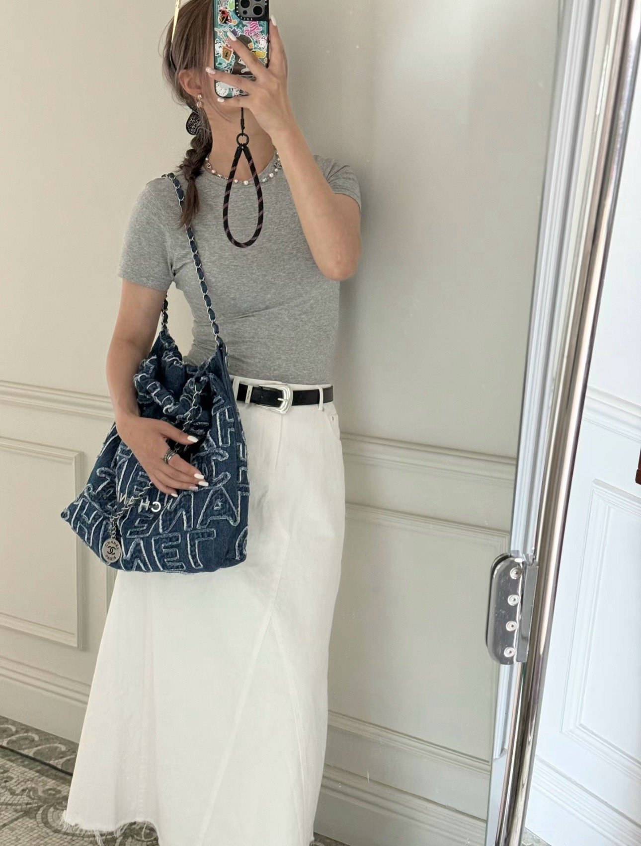 Chanel 24A 22Bag medium denim garbage bag AS3261W1080
