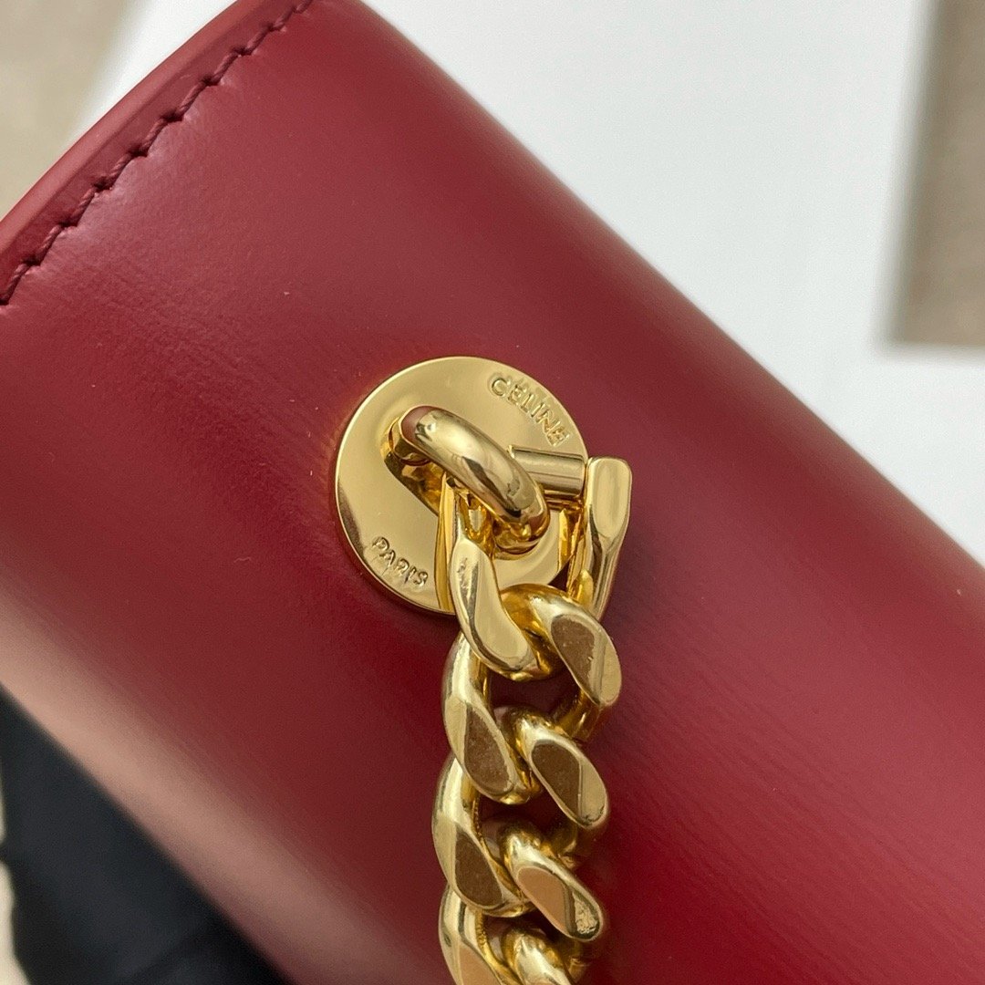 BESACE TRIOMPHE shiny cowhide leather chain bag 24.5*17*4