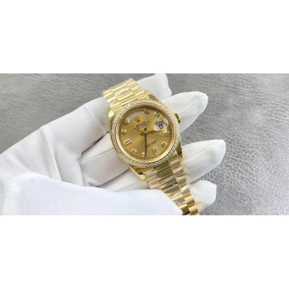 Rolex Day-Date 228348 All Gold Dial Dimond President Bracelet Superclone Swiss Movement