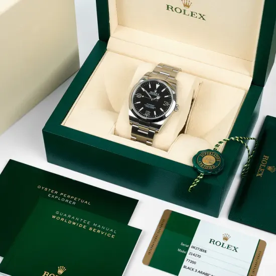 Rolex Explorer I MKII Stainless Steel Black Arabic Index 39mm 214270-0003 Unworn