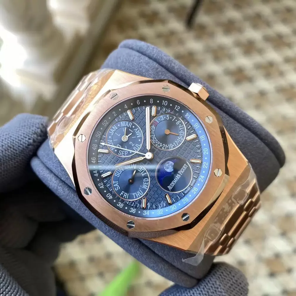 AP Royal Oak 41mm Complicated 26574 RG APS F1:1 Best Edition Blue Dial on GR Bracelet A5134 (CHS)