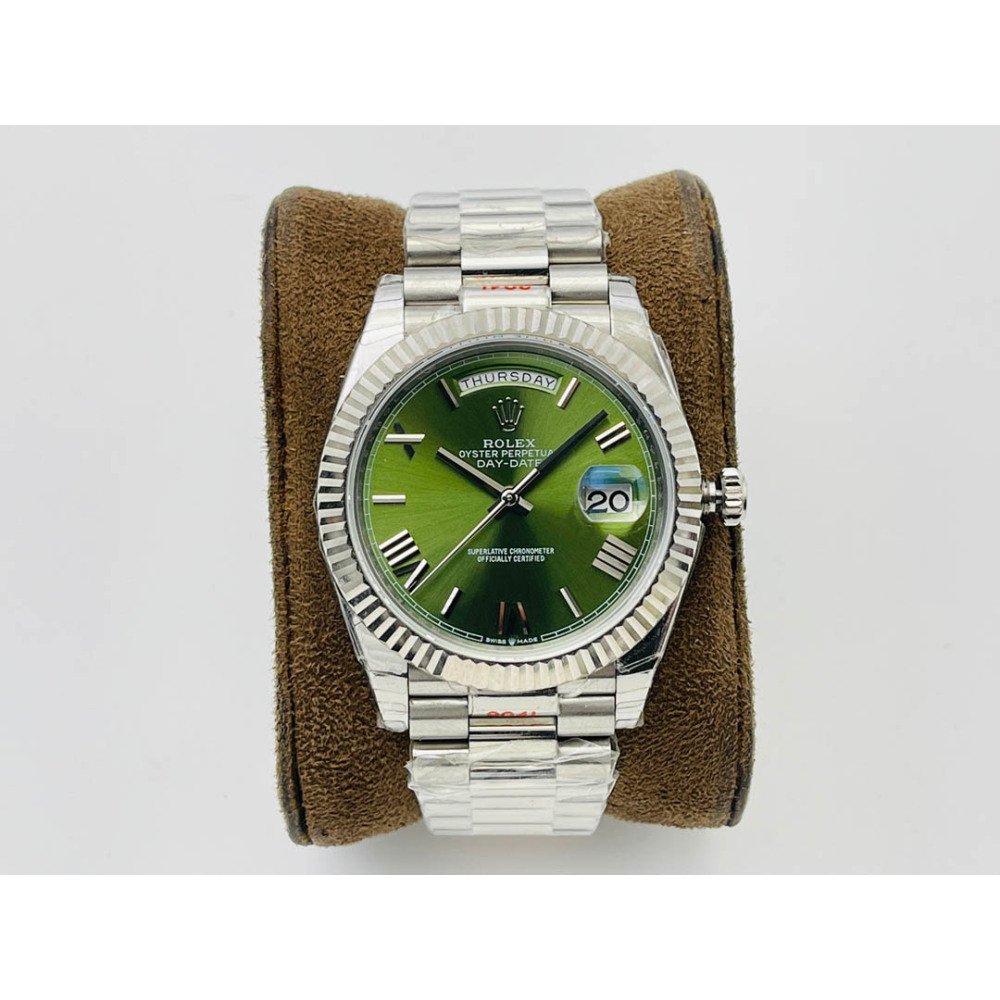 Rolex Day-Date White Gold Green Dial Swiss Clone 3255 Movement