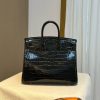 BK 25 Black Gold High Gloss Crocodile Hermès Handbag