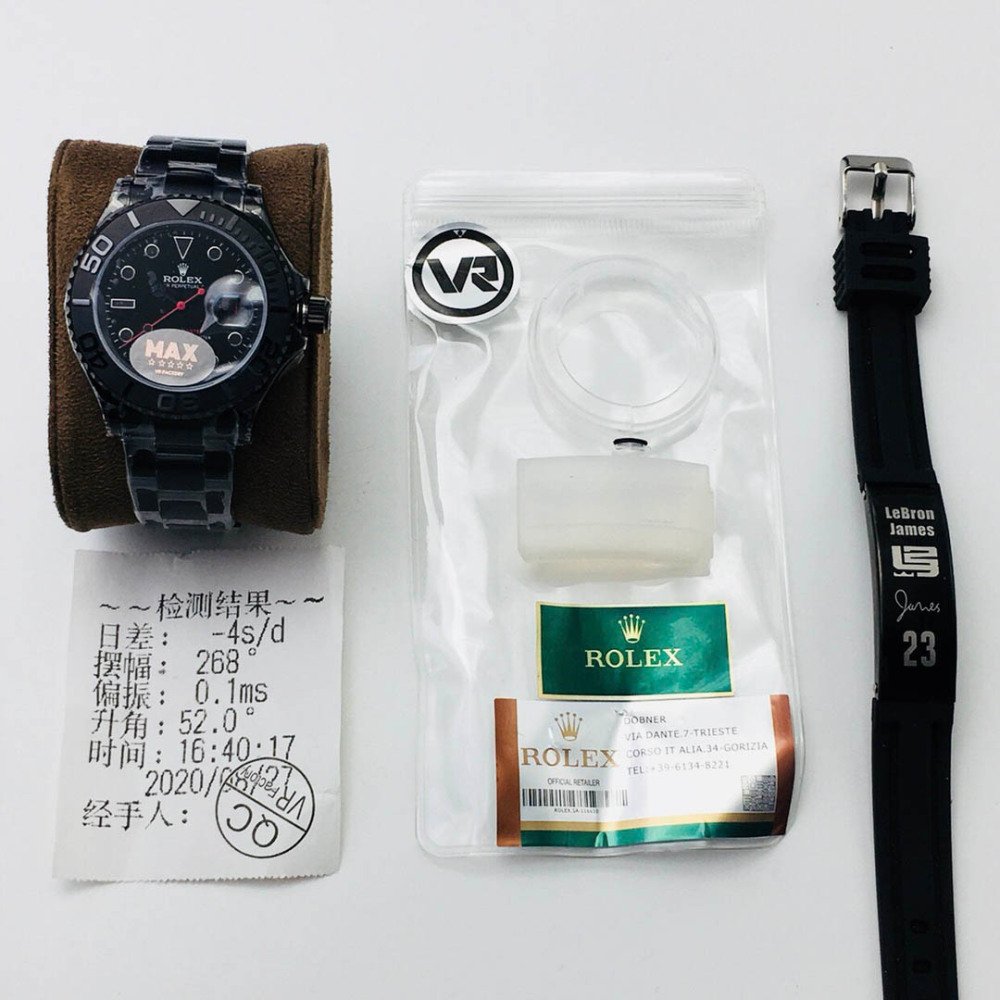 Rolex Yacht-Master 116655 All Black Dial Ceramic Bezel Black Strap 3135 Movement