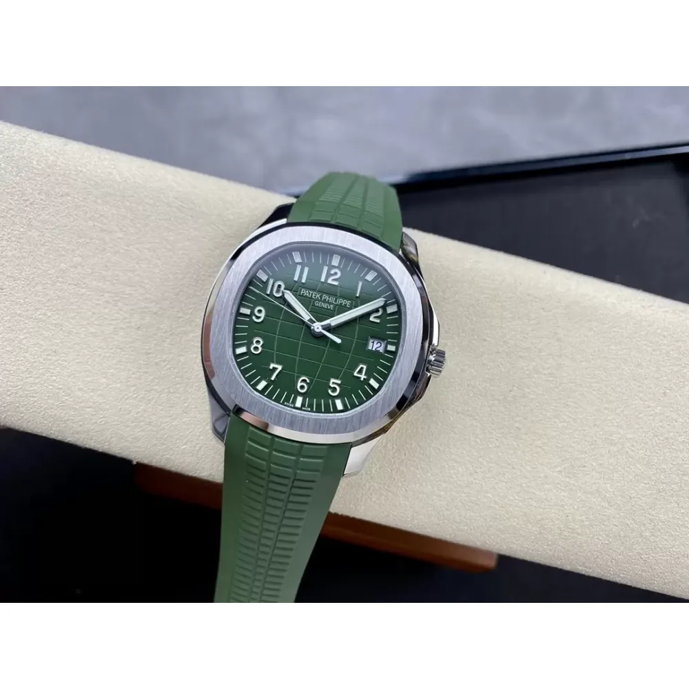 Patek Philippe Aquanaut 5168G-010 SS 3KF Best Edition Green Dial on Green Rubber Strap A324 Super Clone V3