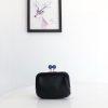COACH prse kiss lock print solid color coin purse Black