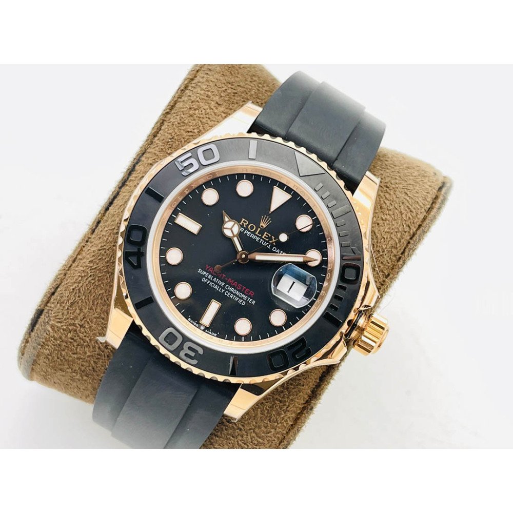 Rolex Yacht-Master 116655 Yellow Gold Black Ceramic Bezel Rubber Strap 3235 Movement