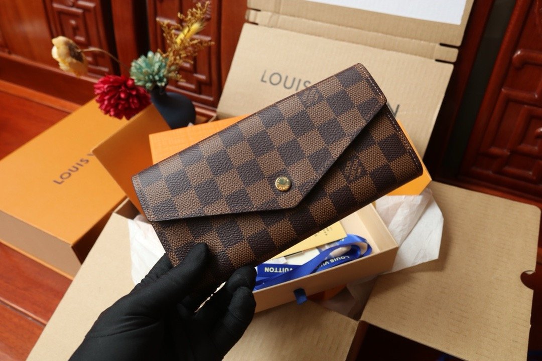 LV sarah flap long wallet