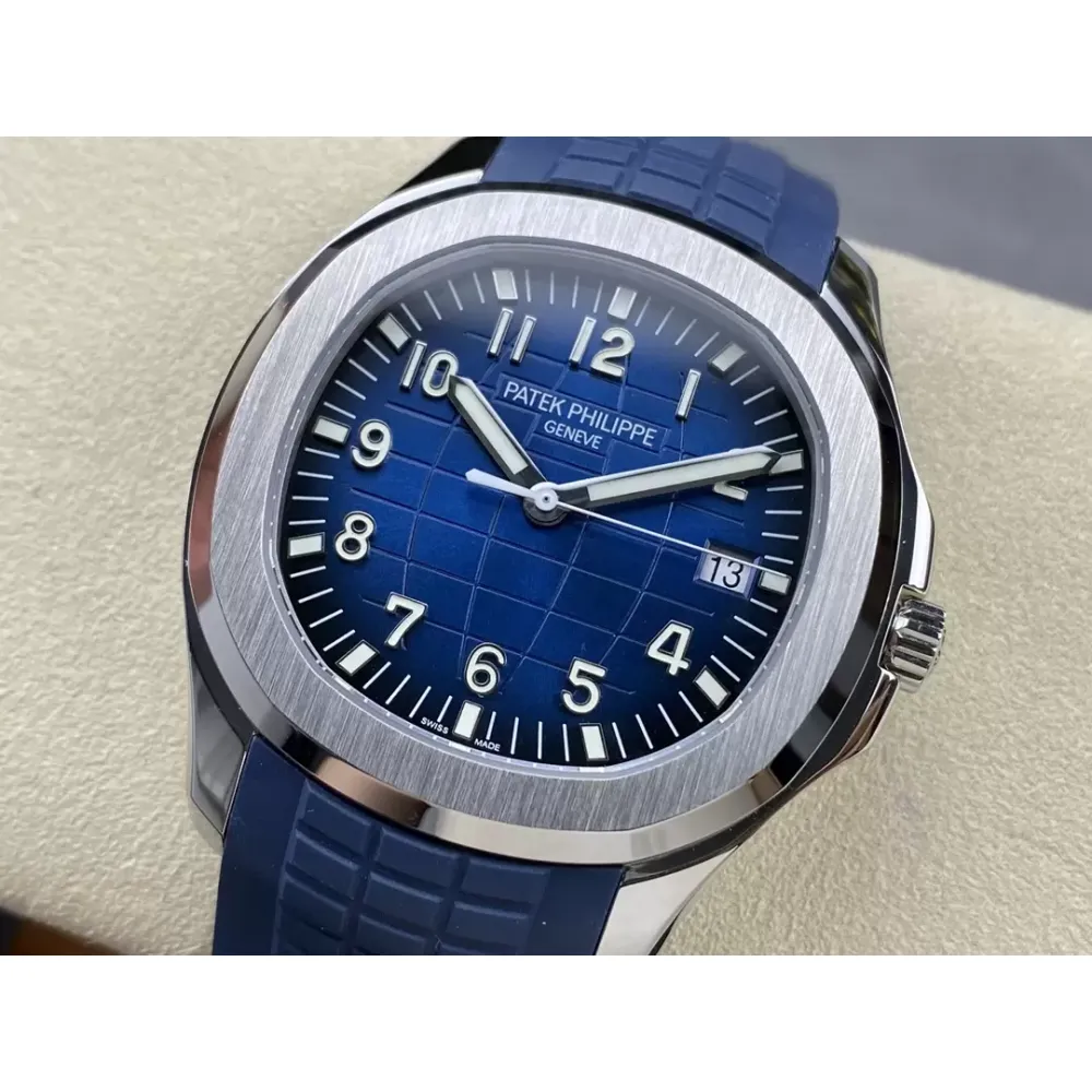 Patek Philippe Aquanaut 5168G-001 SS 3KF Best Edition Blue Dial on Blue Rubber Strap A324 Super Clone V3