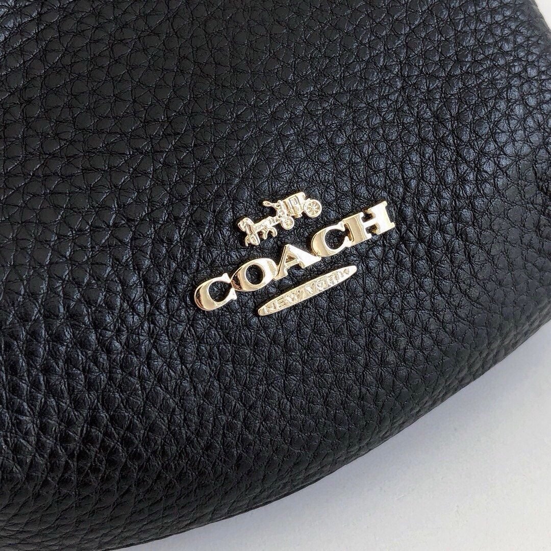COACH prse kiss lock print solid color coin purse Black