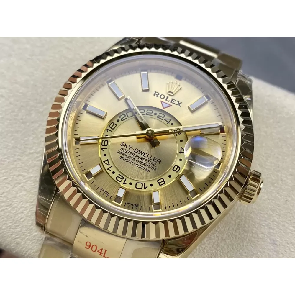 Rolex Sky-Dweller Navigator series m336938-0001 Yellow Gold Dial Steel Swiss 2824 Movement