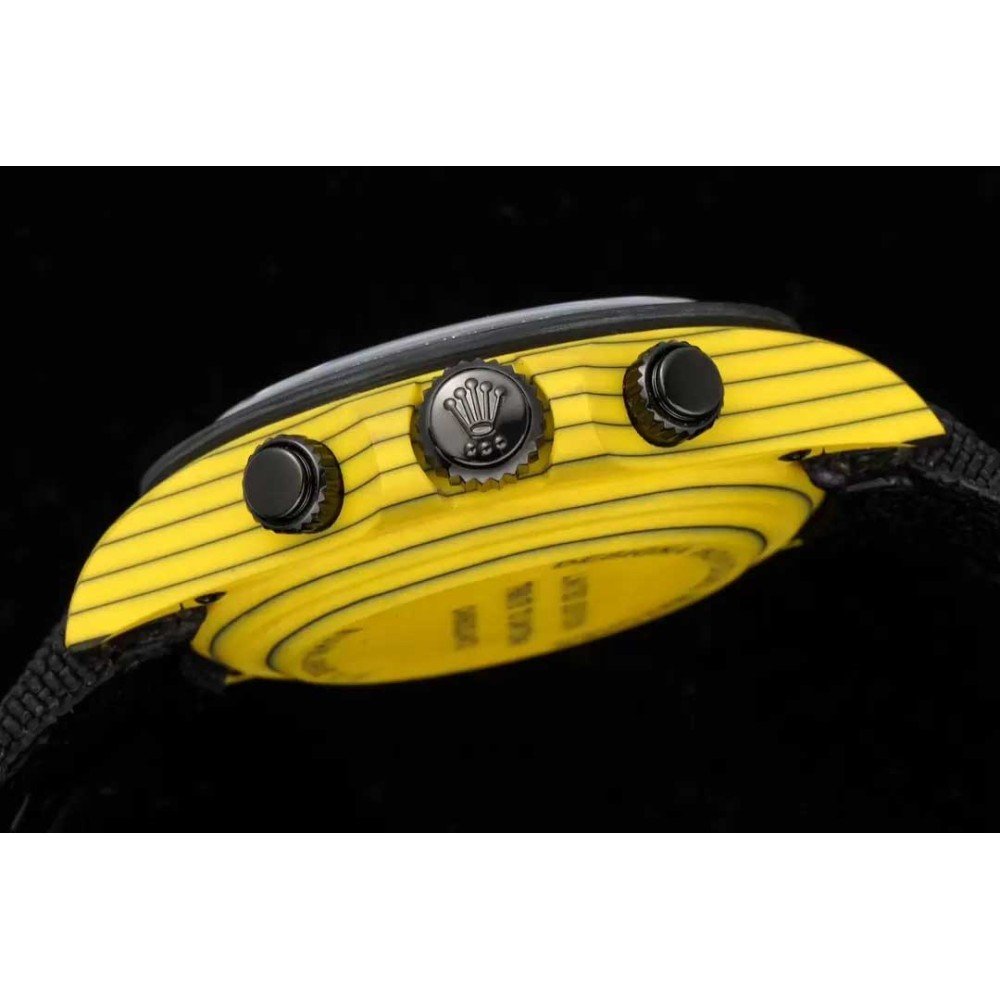 Rolex DIW Modified Datona Carbon Fiber Yellow Black Dial Swiss 4130 Movement