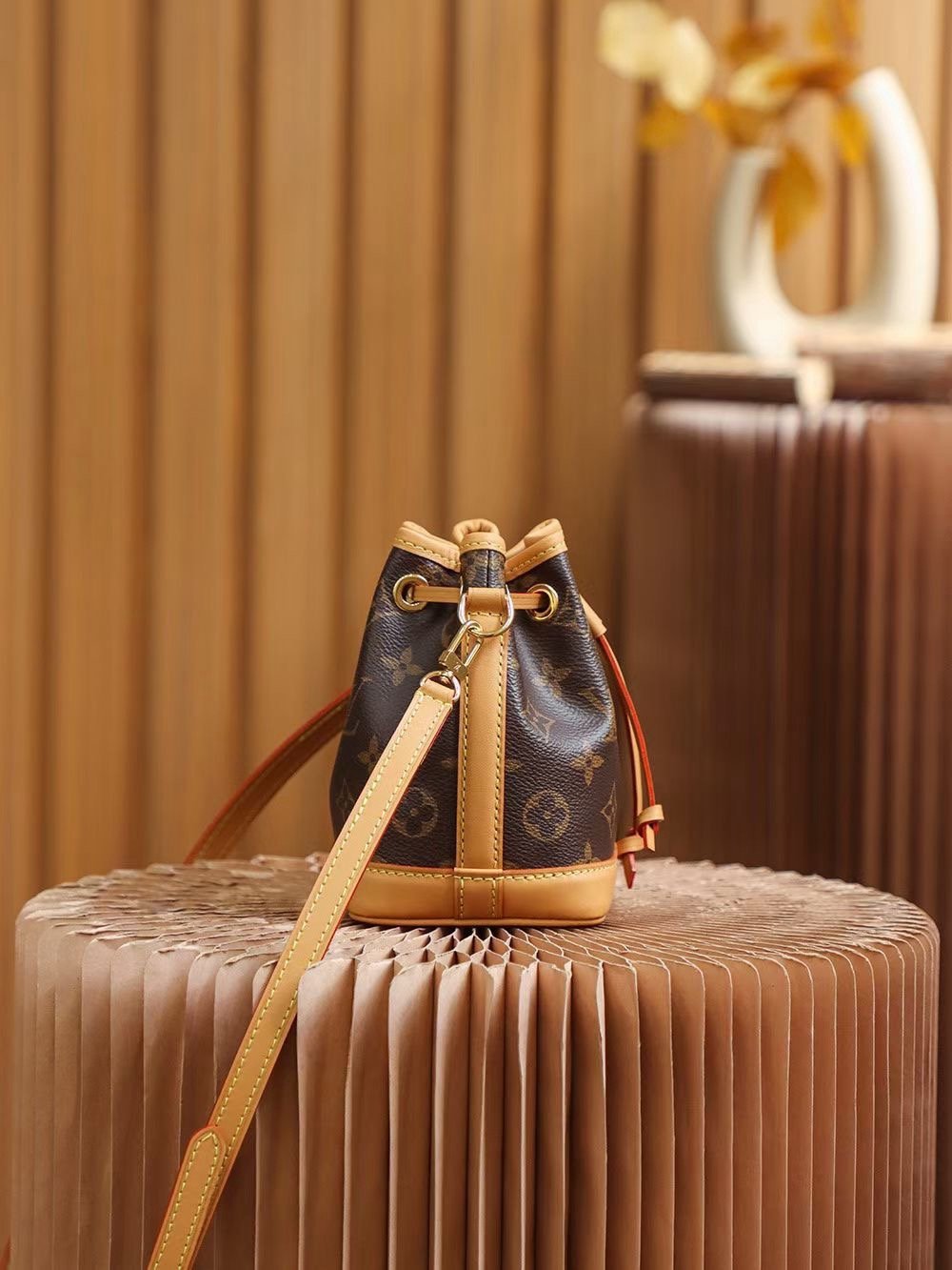 Louis Vuitton Nano Mini small bucket m81266 old flower 13*16*10cm