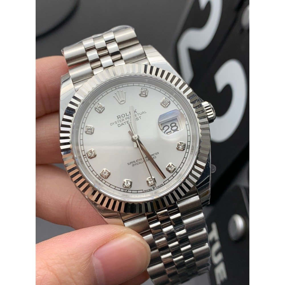 Rolex Datejust 126334 41mm White Dial Diamond White Gold Steel Jubilee Bracelet Swiss Movement