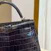 KL25 Midnight Blue High Gloss Silver Buckle Hermès Handbag