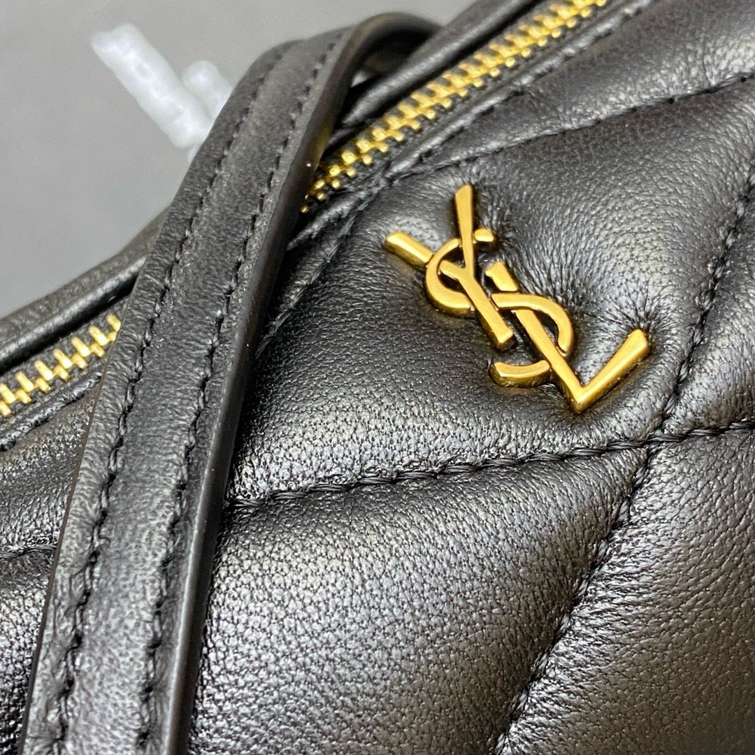 YSL new sade small underarm cylinder bag sheepskin black/gold 699703